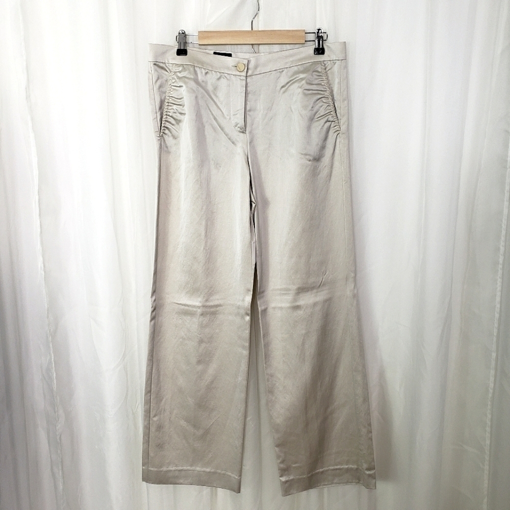 Giorgio Armani satin wide leg pant cream gray size 44